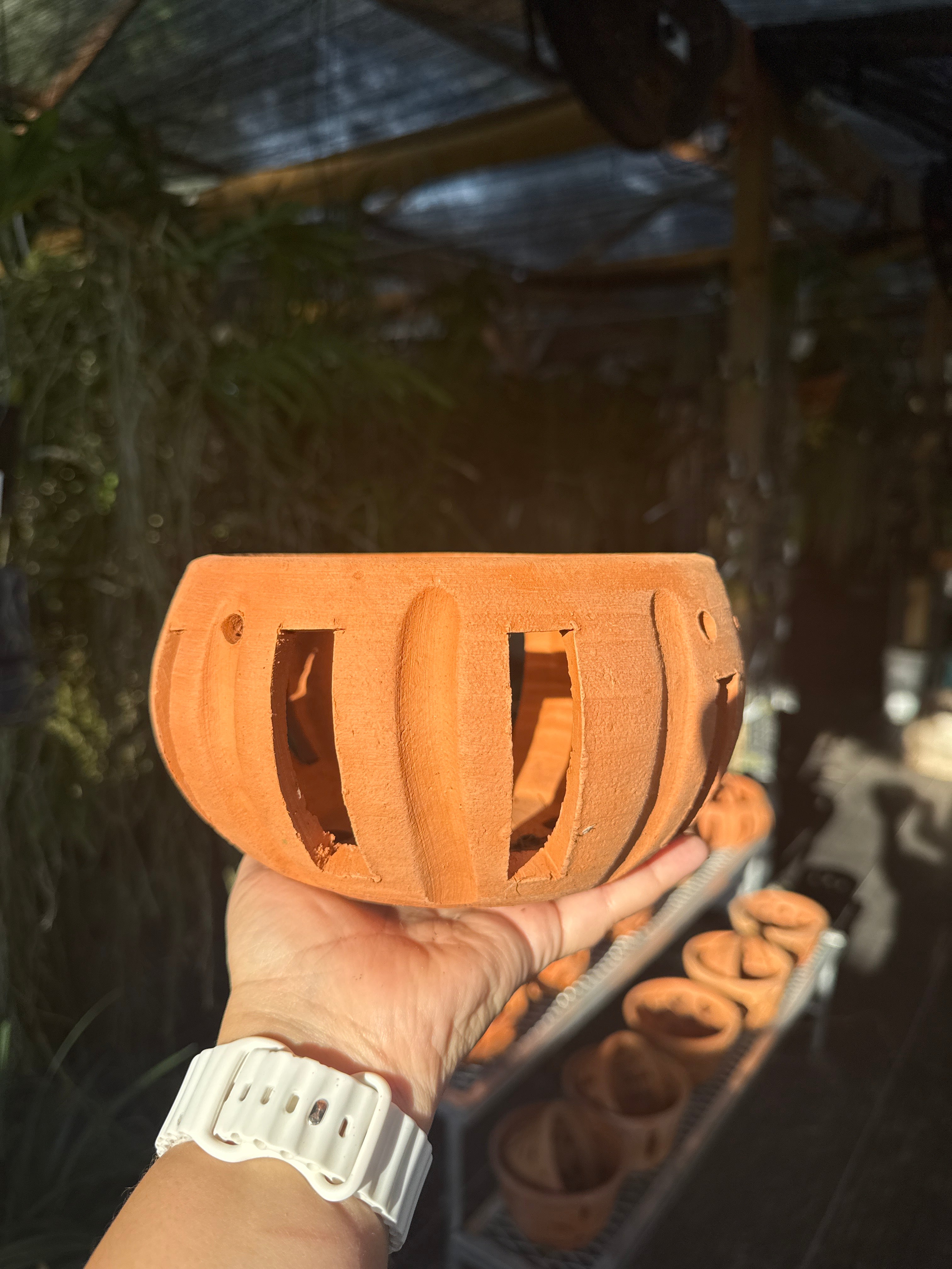 8” Clay Orchid Pots with holes- Various Designs