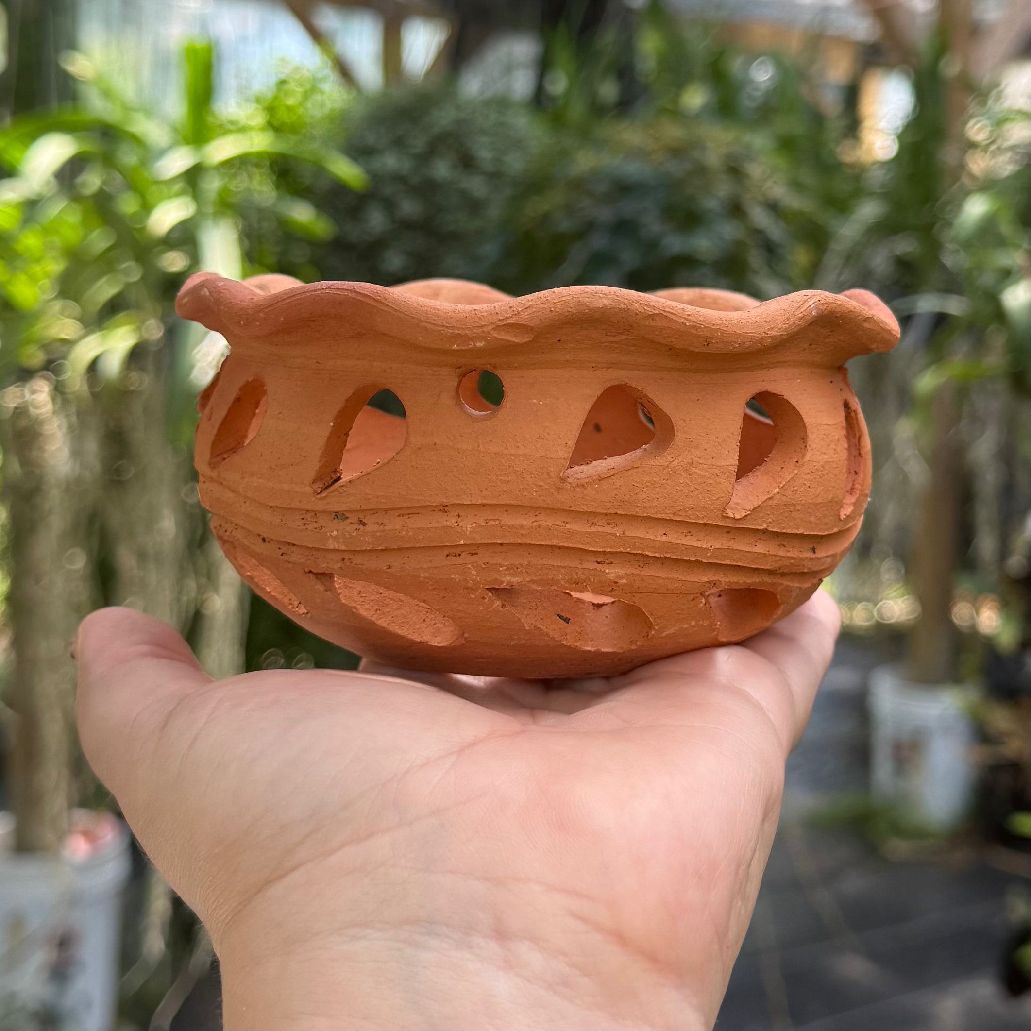 4” Clay Orchid Pots with holes- Various Designs