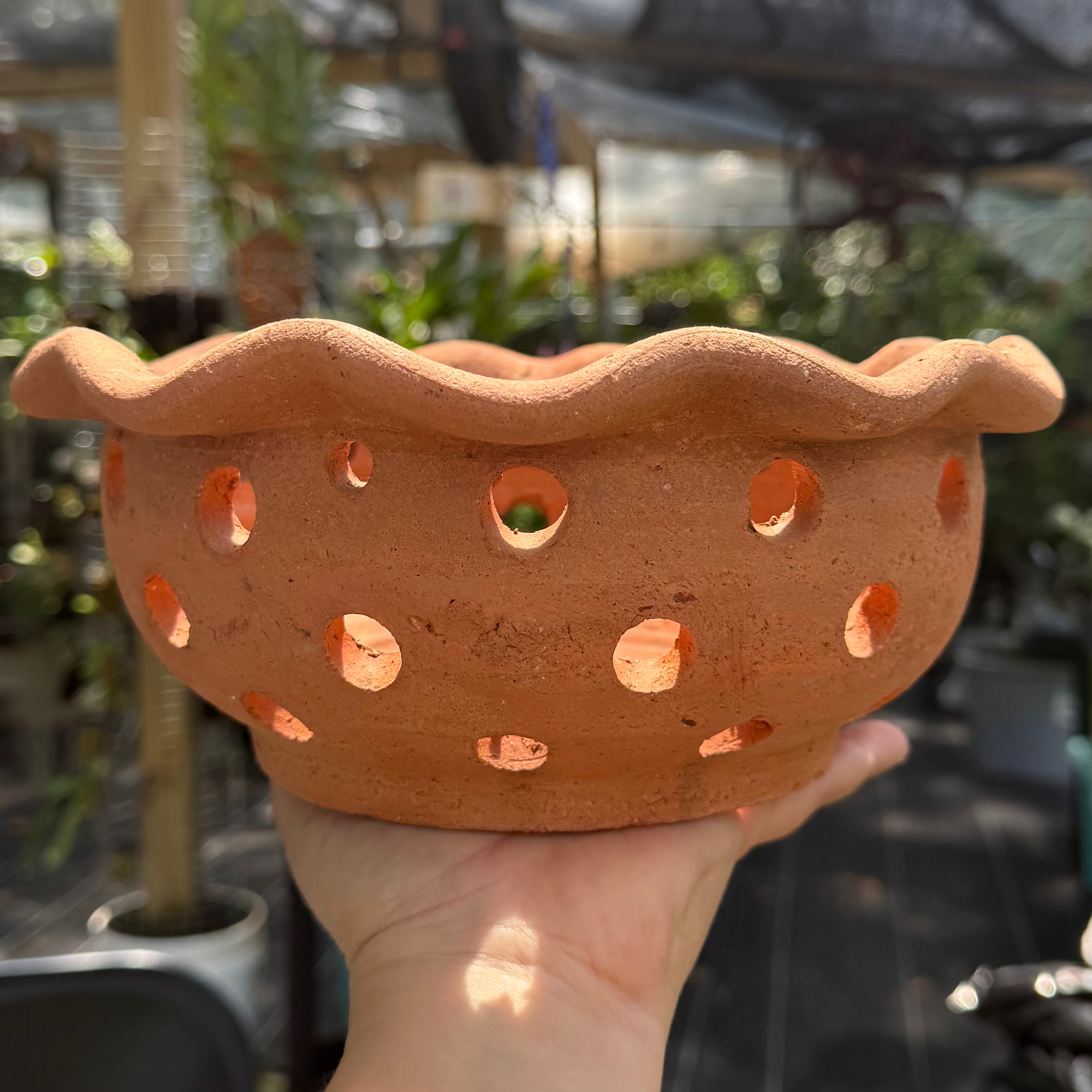8” Clay Orchid Pots with holes- Various Designs