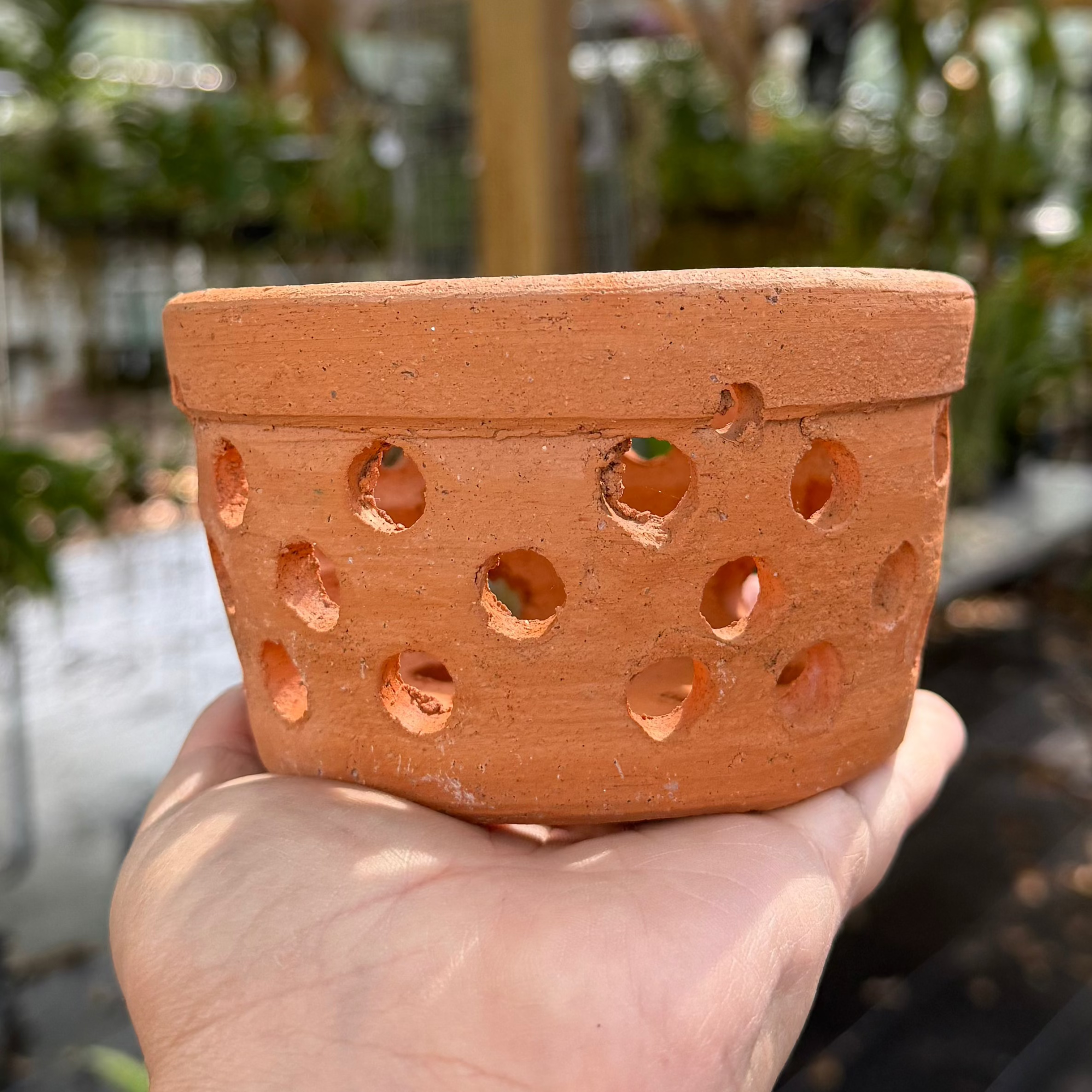 4” Clay Orchid Pots with holes- Various Designs