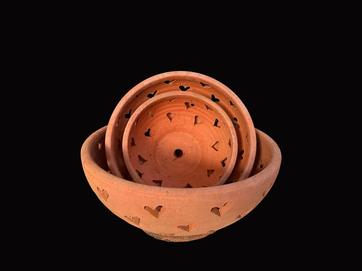 Clay Pottery- Large Bowls with Hearts
