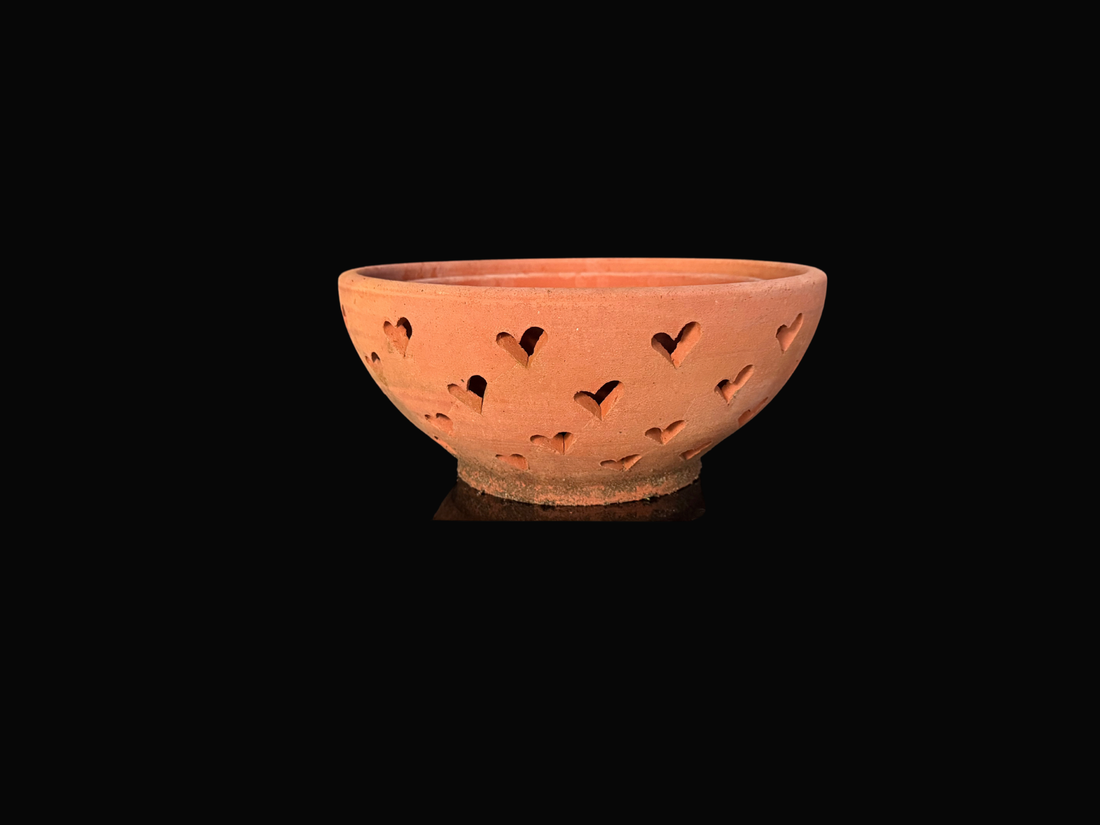 Clay Pottery- Large Bowls with Hearts