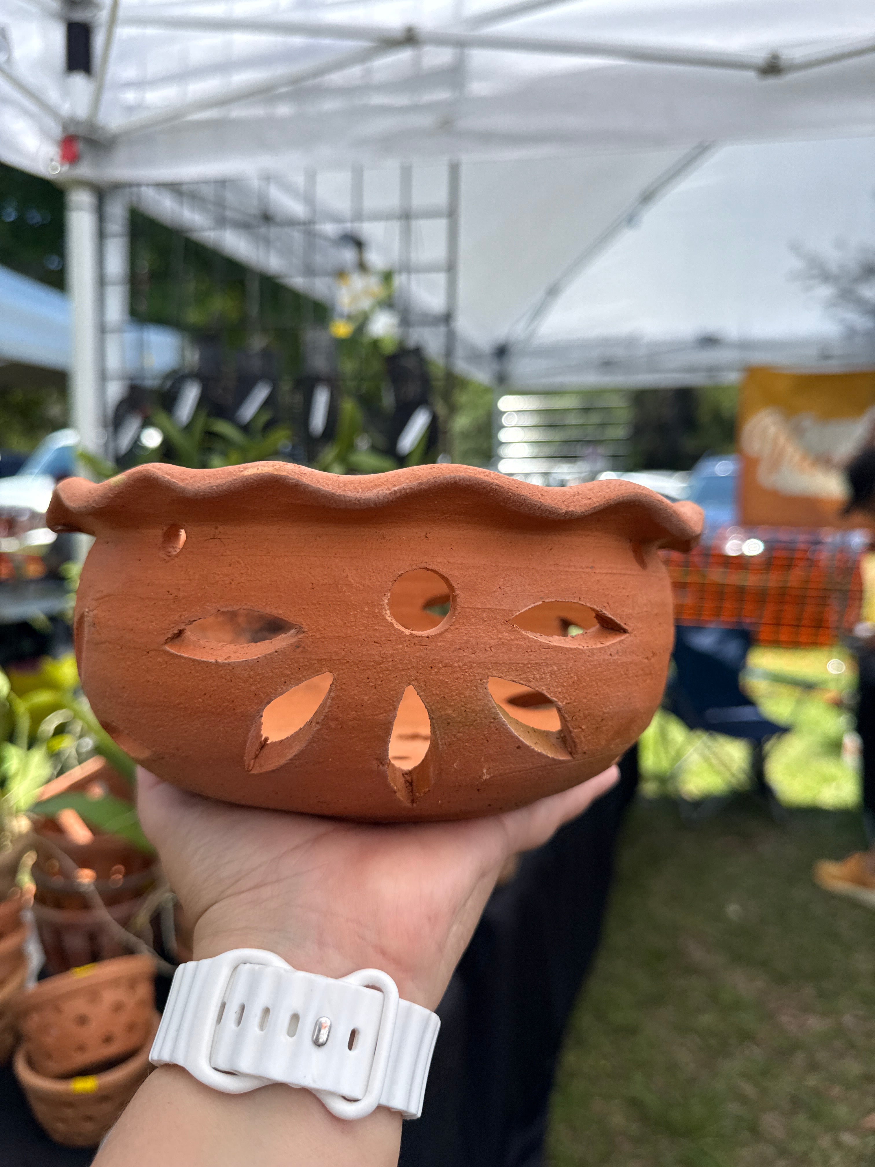 8” Clay Orchid Pots with holes- Various Designs