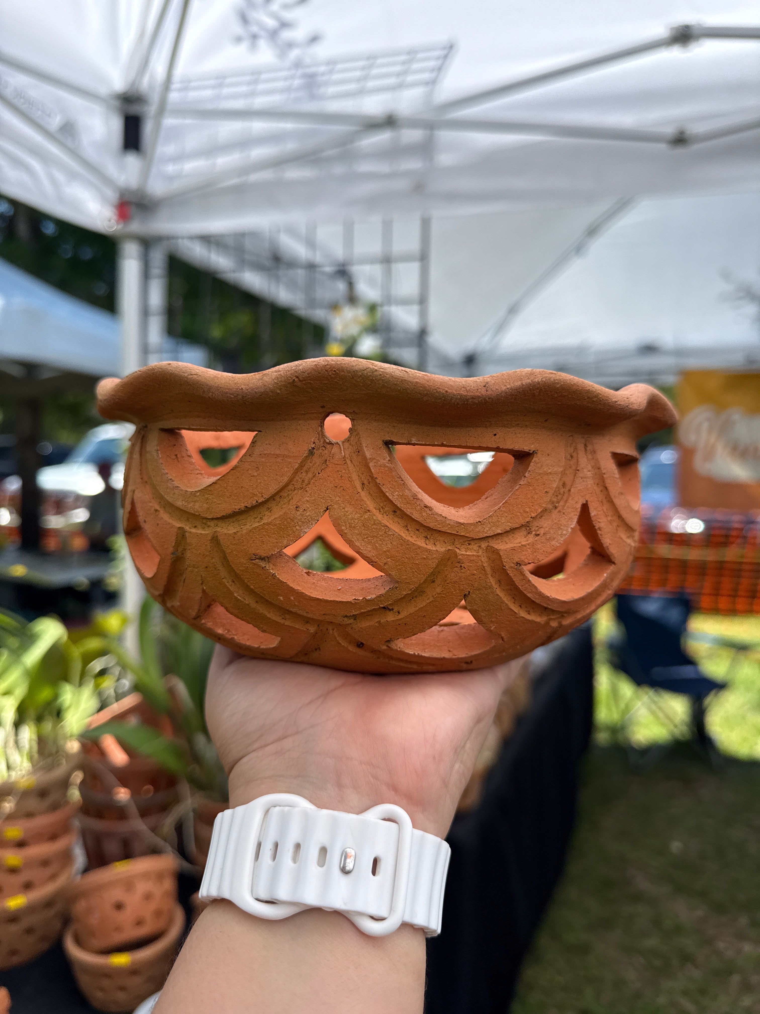8” Clay Orchid Pots with holes- Various Designs