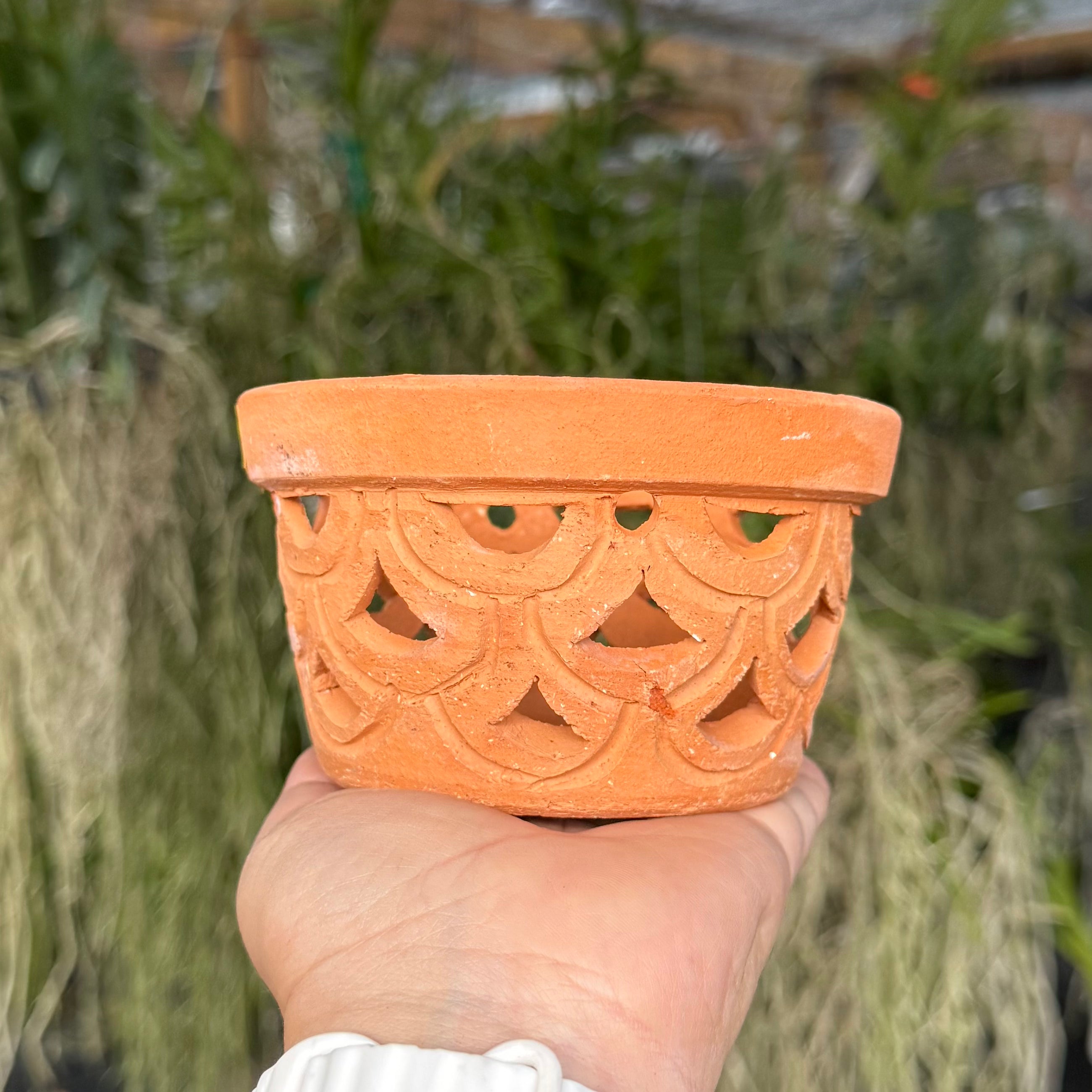 4” Clay Orchid Pots with holes- Various Designs