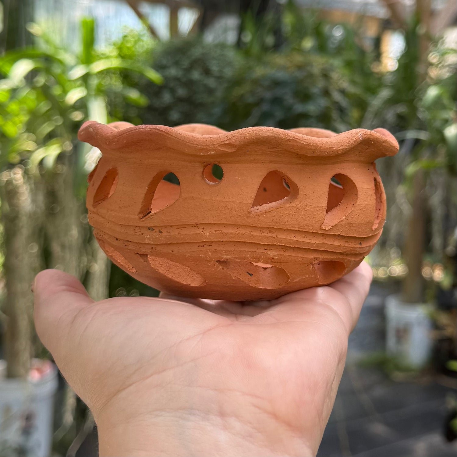 4” Clay Orchid Pots with holes- Various Designs