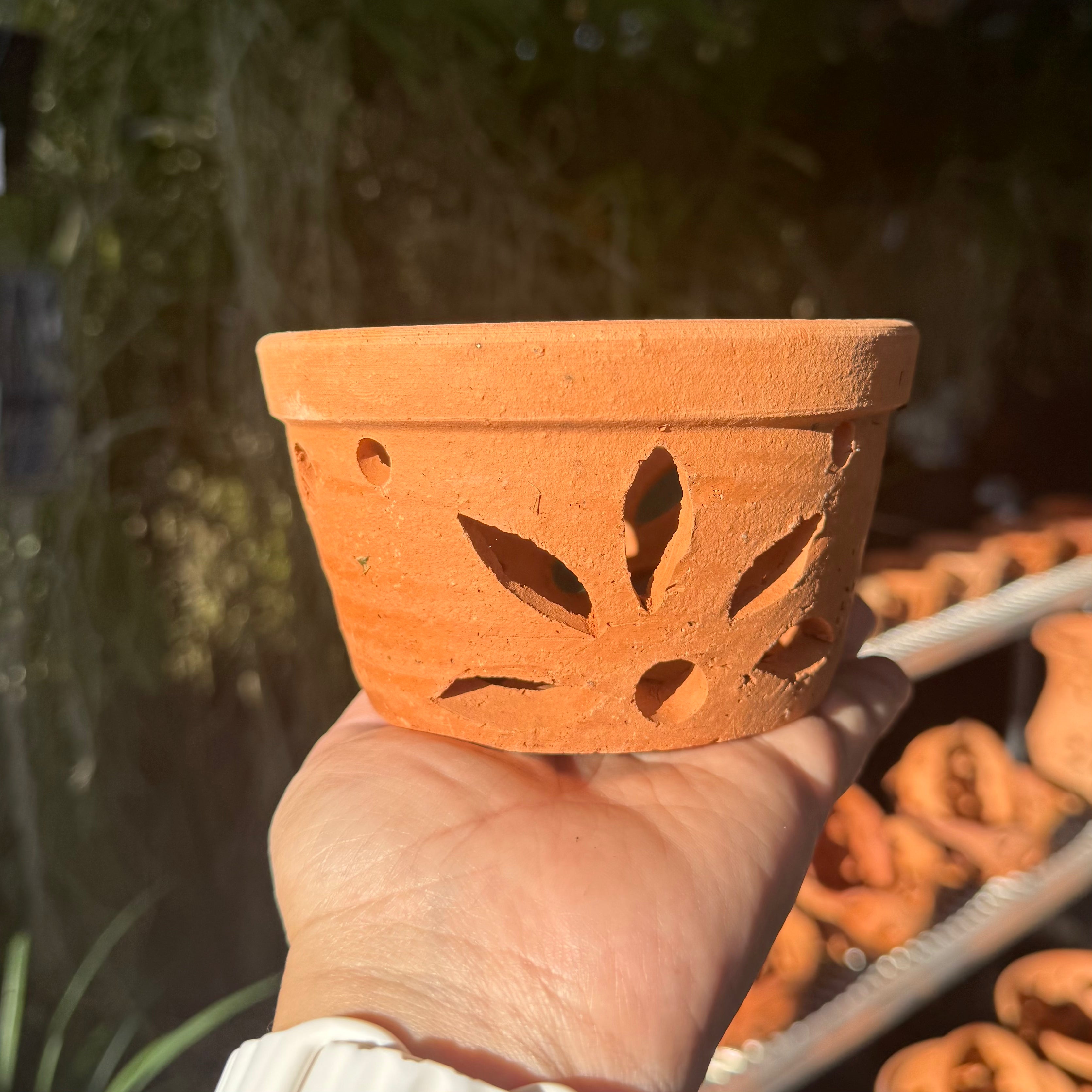 4” Clay Orchid Pots with holes- Various Designs
