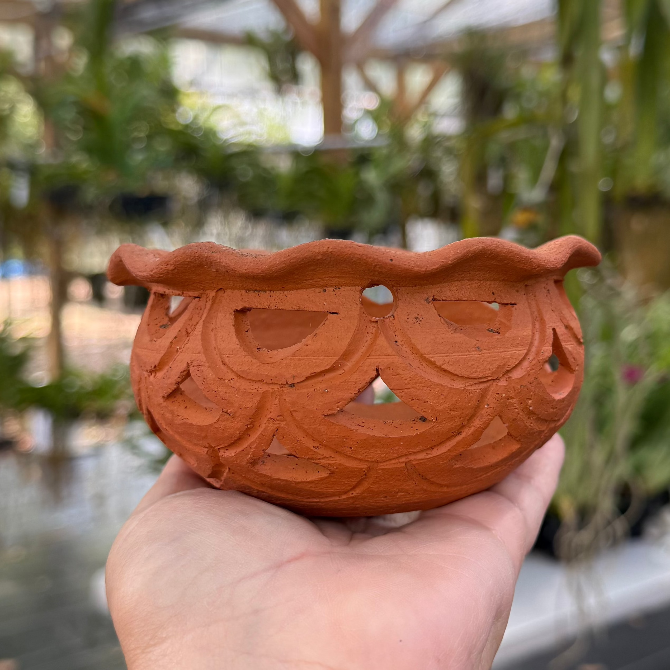 4” Clay Orchid Pots with holes- Various Designs