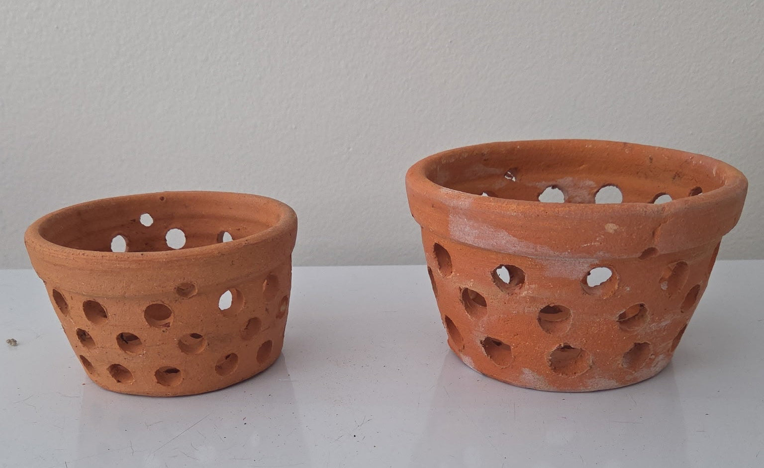 4” Clay Orchid Pots with holes- Various Designs